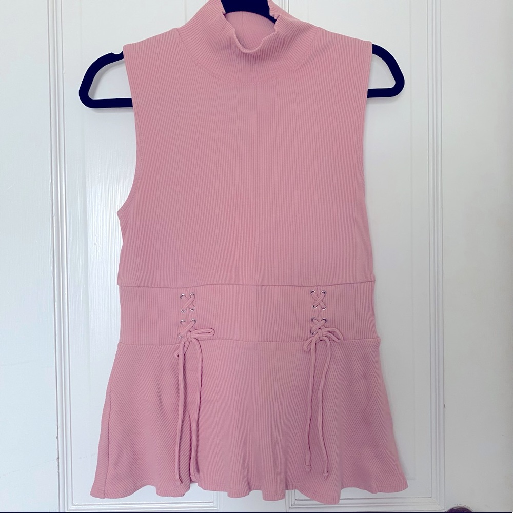 Express Pink Peplum Sleeveless Top